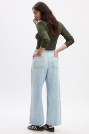 Gap Light Blue Wide Leg High Waisted Pull On Jeans - Image 2 of 5