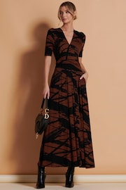 Jolie Moi Black Wrap Front Viscose Maxi Dress - Image 3 of 6