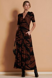 Jolie Moi Black Wrap Front Viscose Maxi Dress - Image 4 of 6