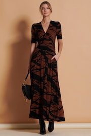 Jolie Moi Black Wrap Front Viscose Maxi Dress - Image 5 of 6