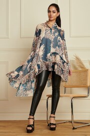 Jolie Moi Blue Oversized Asymmetric Hem Shirt - Image 3 of 6