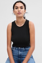 Gap Black Ribbed Racer High Neck Vest Top - Image 1 of 1