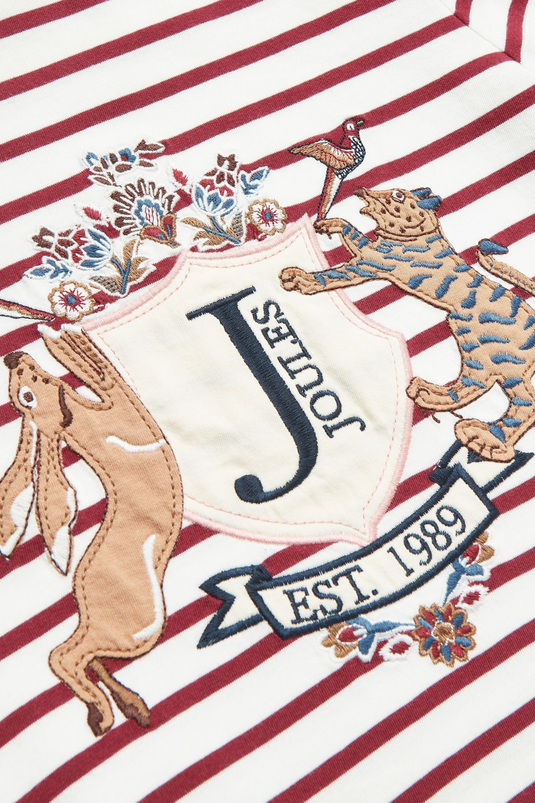 Joules Girls Ava Berry Red Stripe Artwork T Shirt