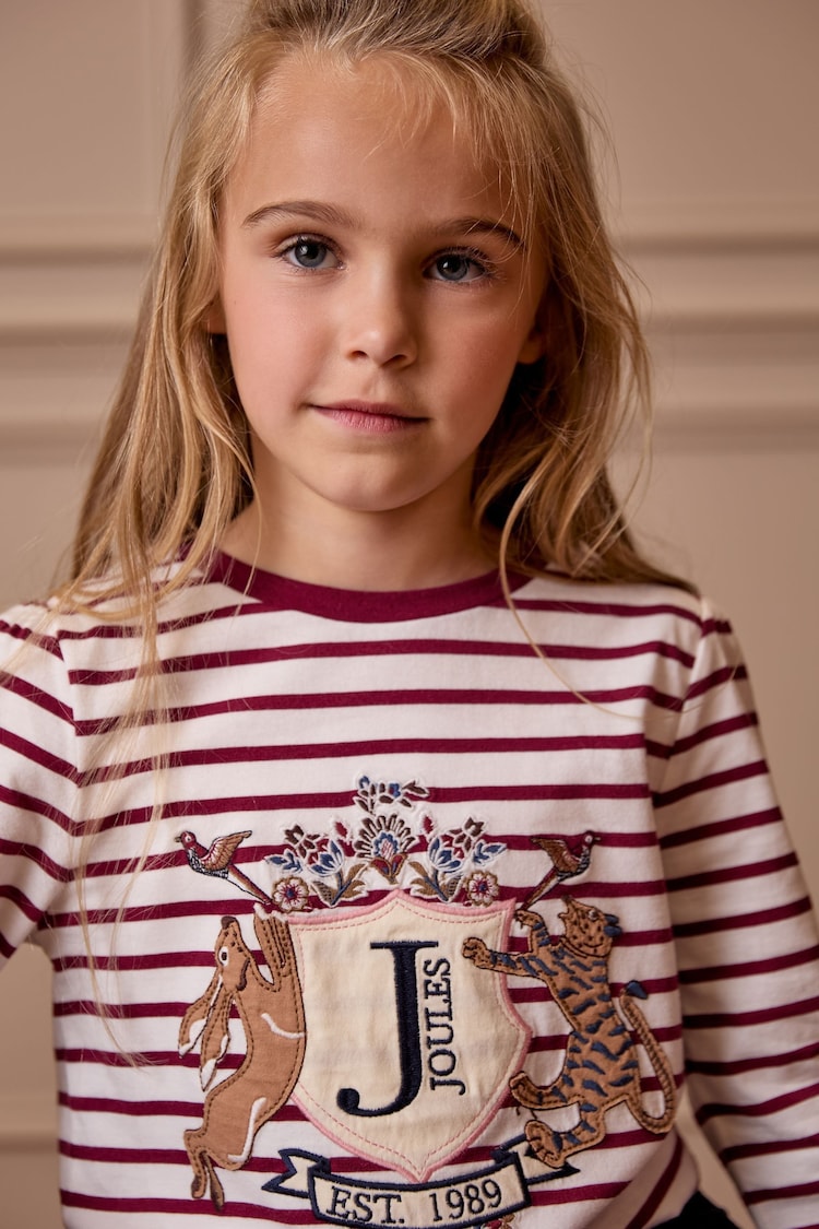 Joules Ava Berry Red Stripe Artwork T-Shirt - Image 3 of 3