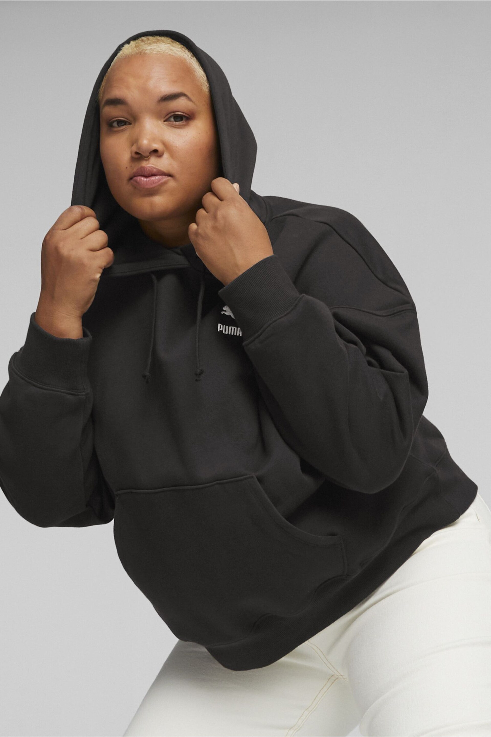 Puma Black Oversized Womens Hoodie - Image 4 of 9