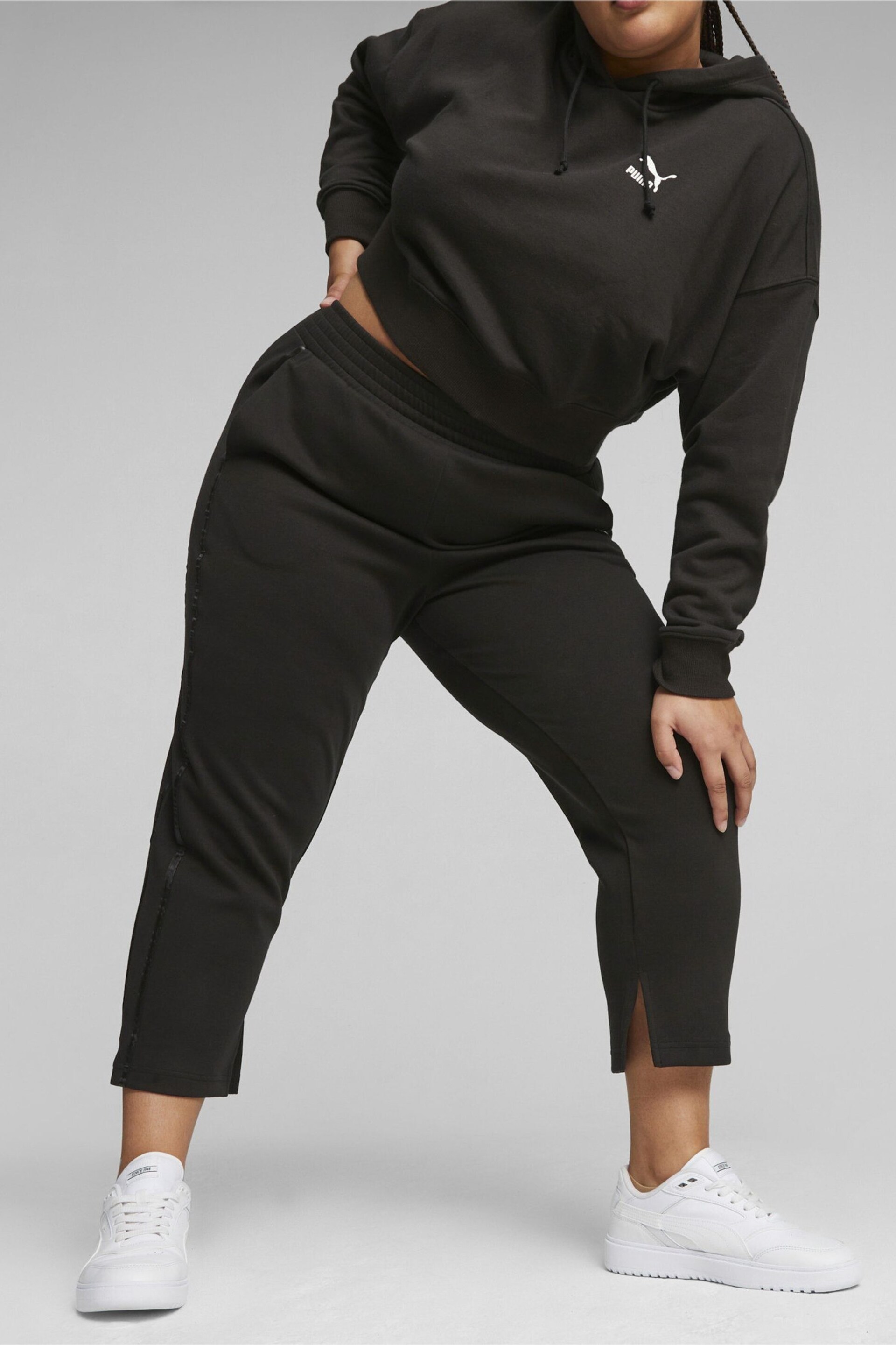 Puma Black T7 Womens High Waist Joggers - Image 3 of 9