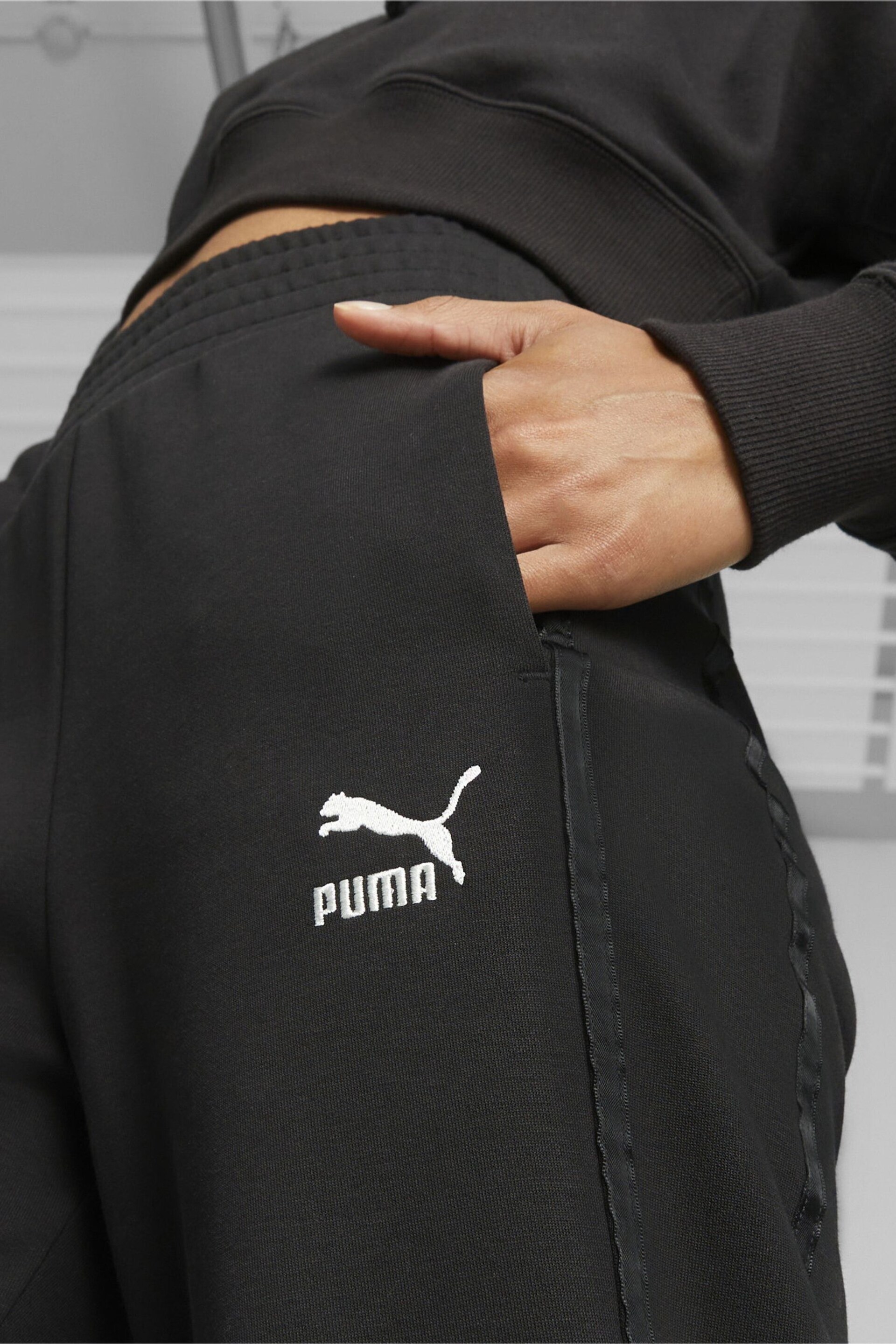 Puma Black T7 Womens High Waist Joggers - Image 6 of 9