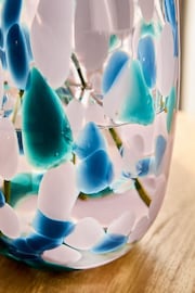 Teal Blue Confetti Glass Vase - Image 2 of 5