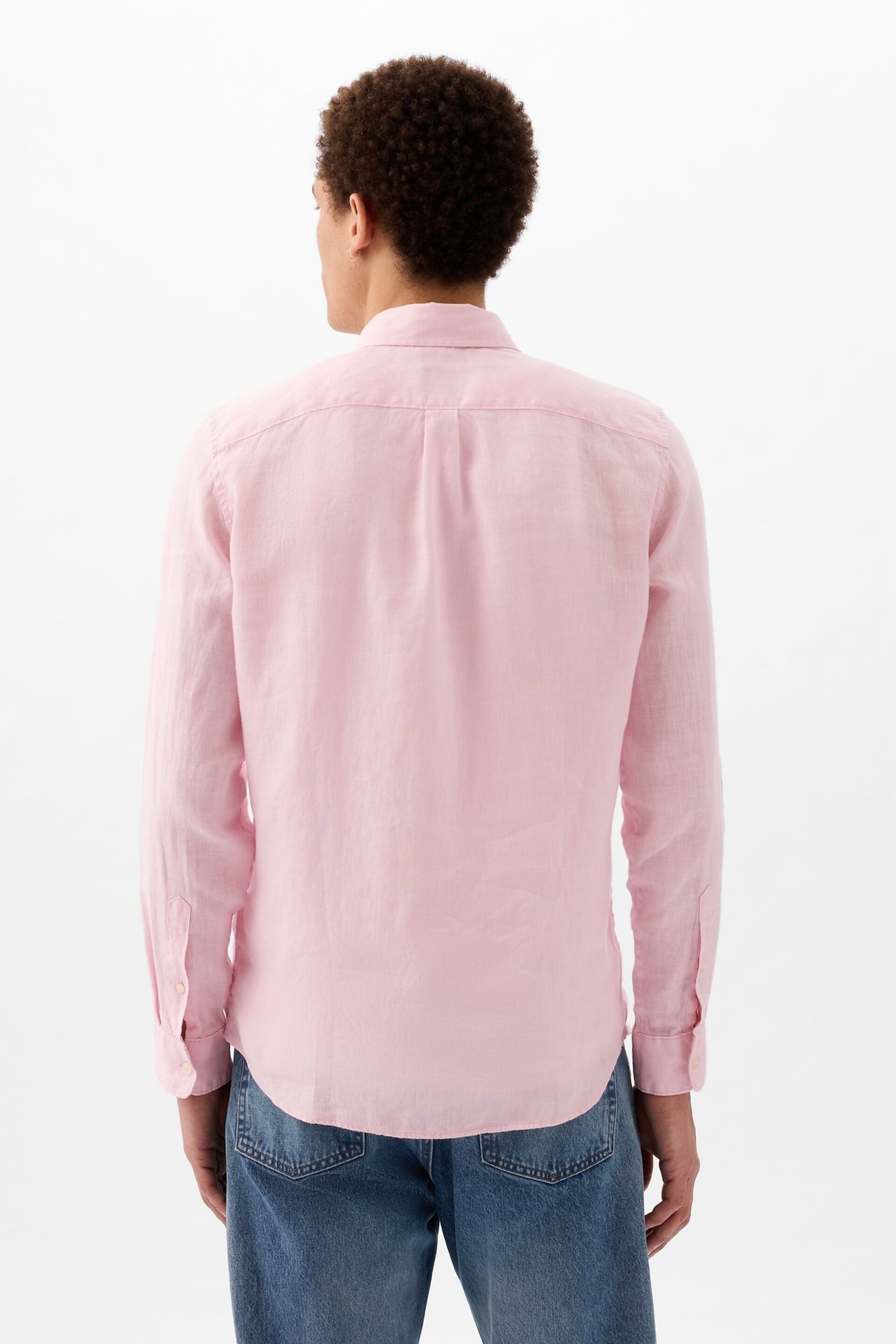 Gap Pink Soft Linen Long Sleeve Shirt - Image 2 of 3