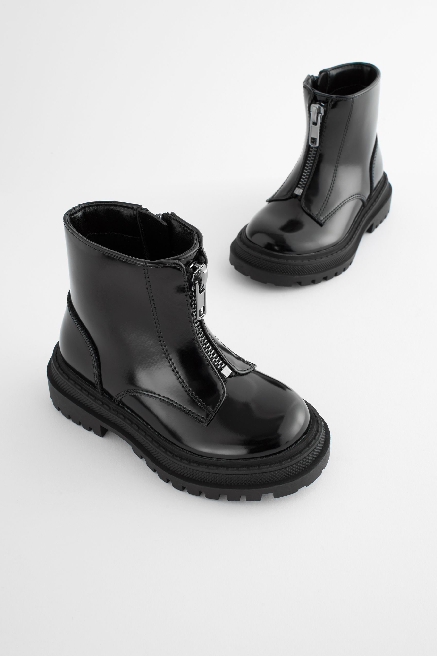 Zip up front boots top