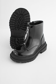 Black Patient Standard Fit (F) Zip Front Chunky Boots - Image 3 of 6