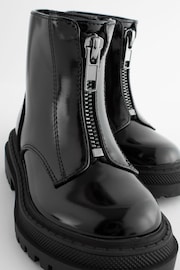 Black Patient Standard Fit (F) Zip Front Chunky Boots - Image 4 of 6