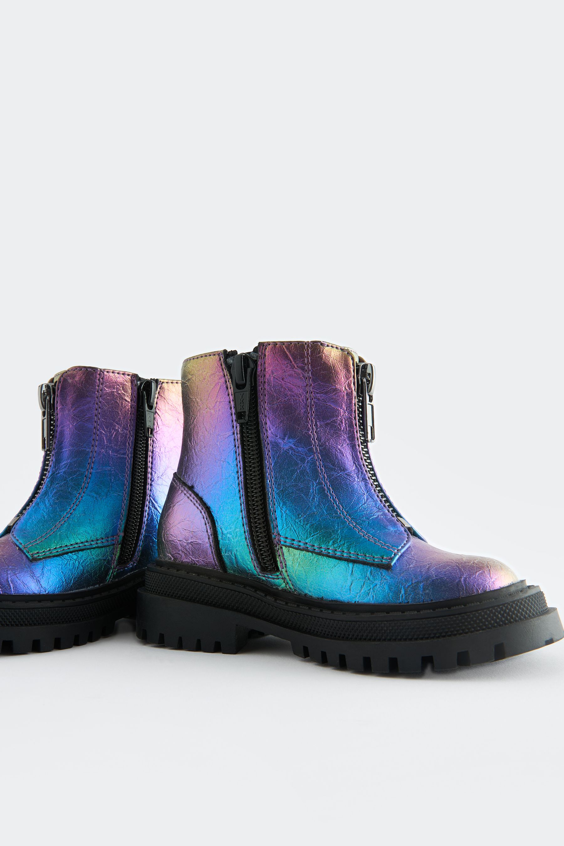 Buy Multi Metallic Standard Fit F Zip Front Chunky Boots from Next Ireland