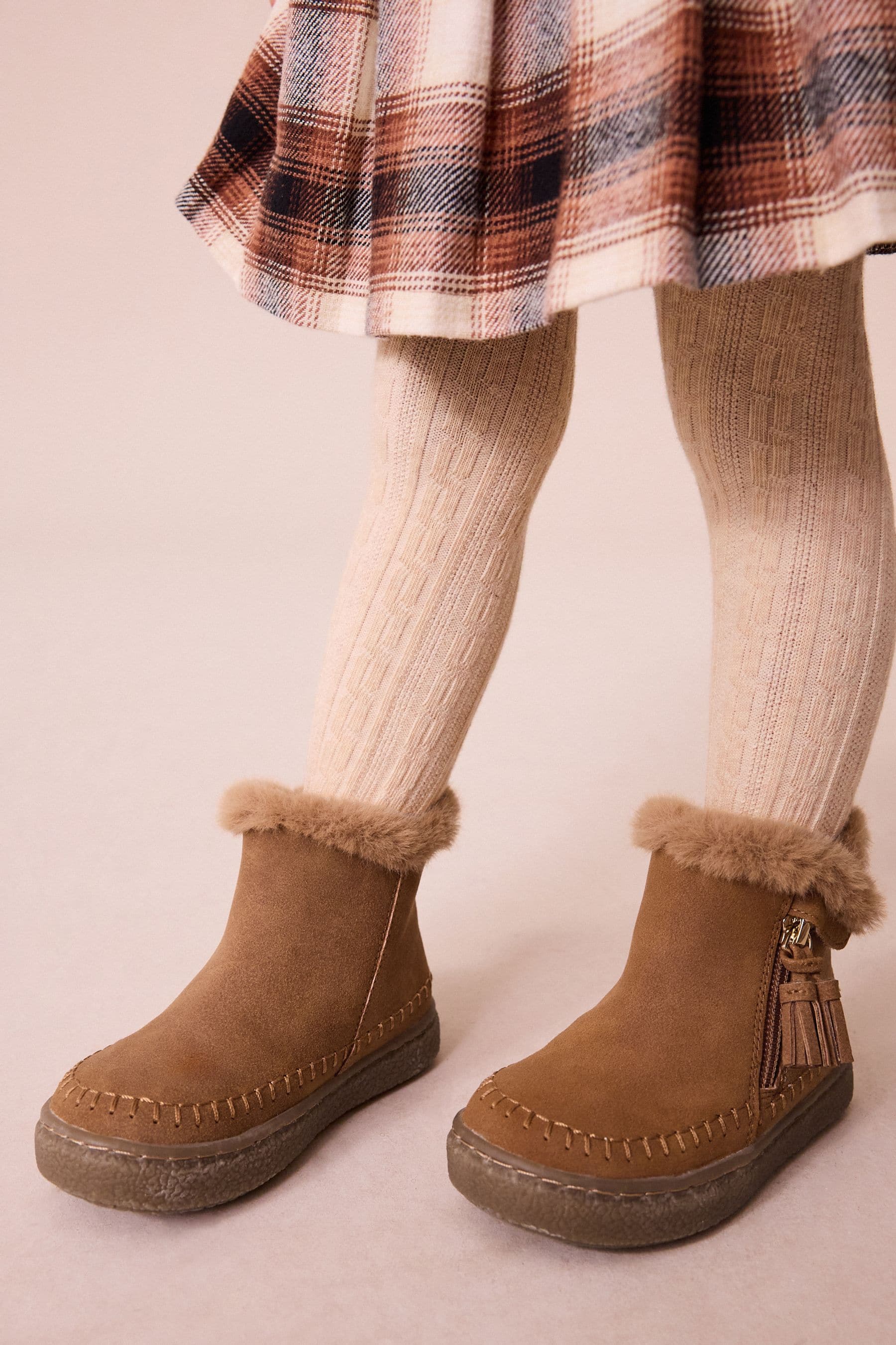 Tan fur lined ankle boots on sale