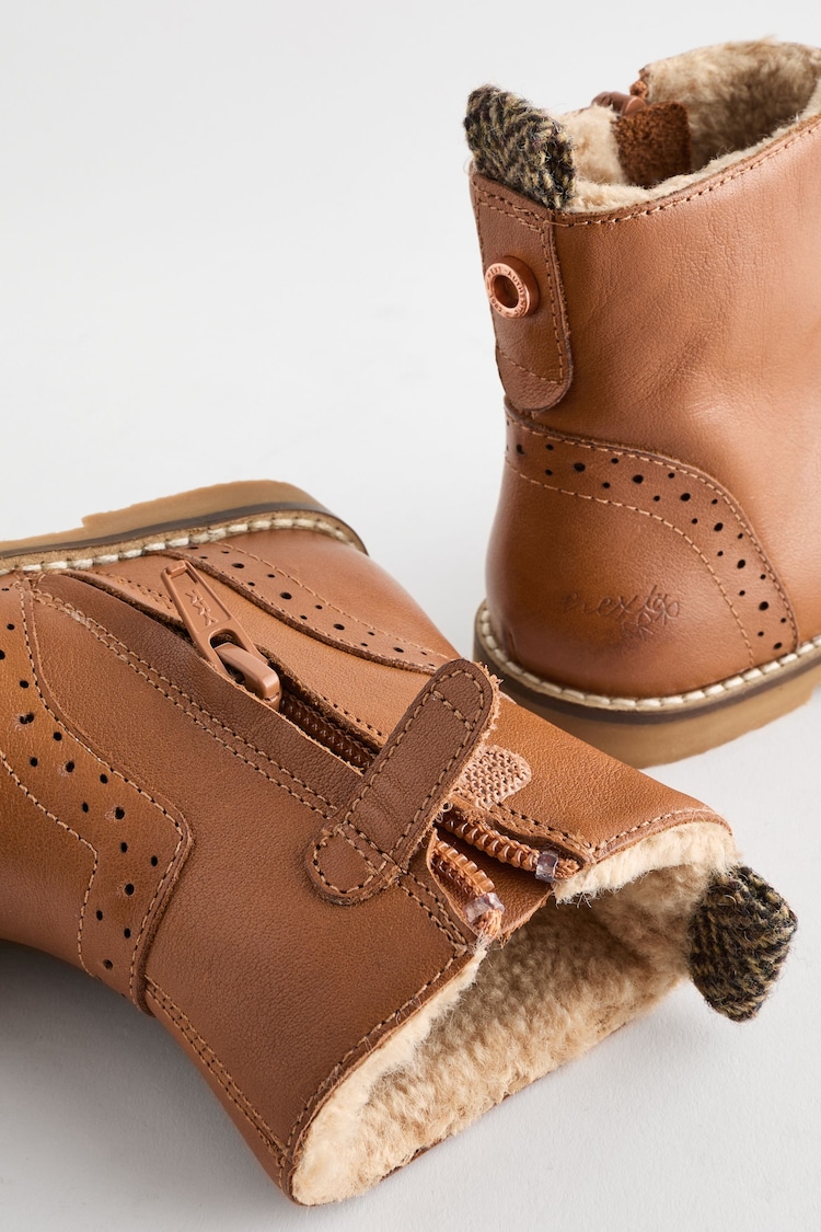 Brown Tan Ankle Leather Cosy Lined Boots - Image 2 of 5