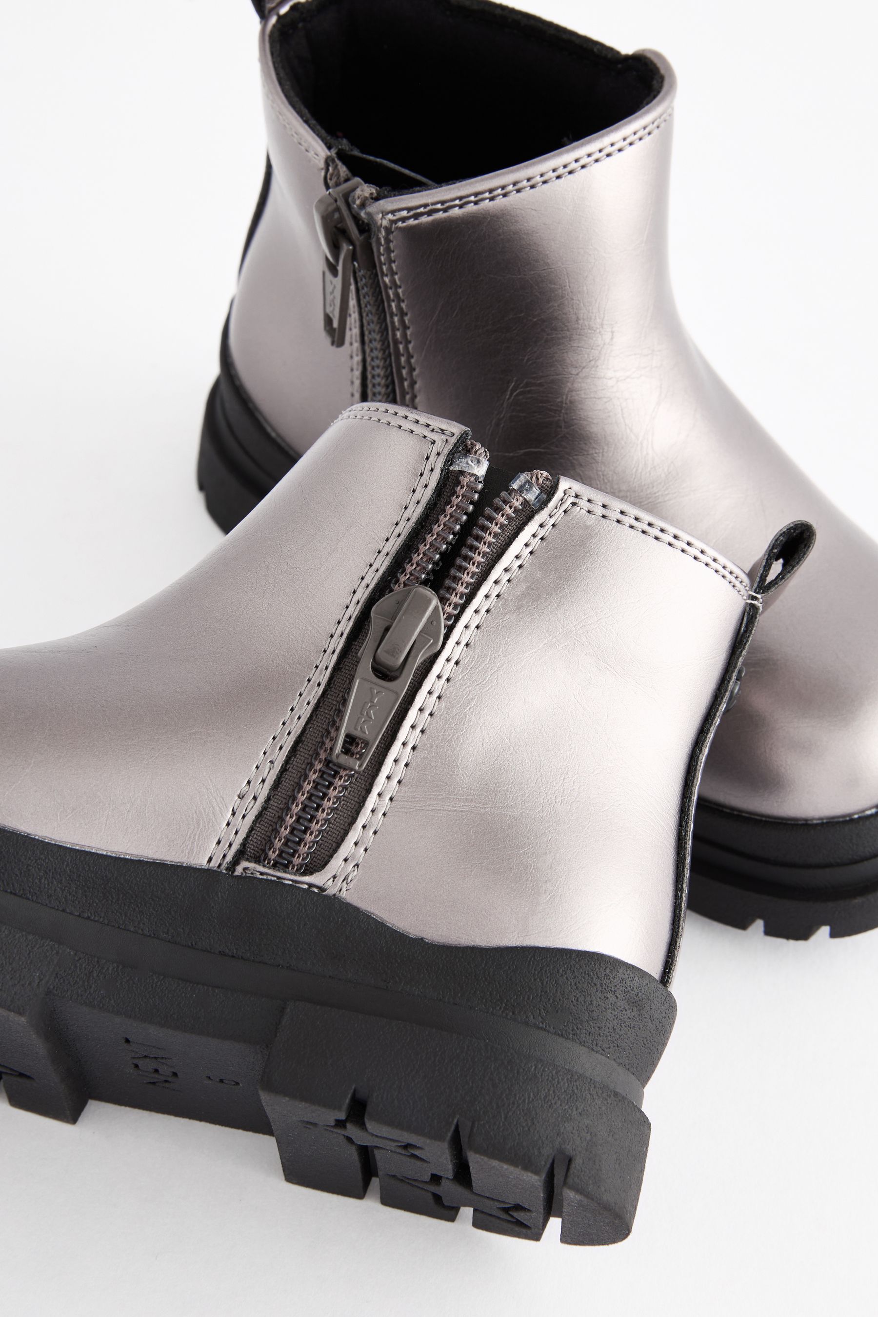 Grey metallic boots sale