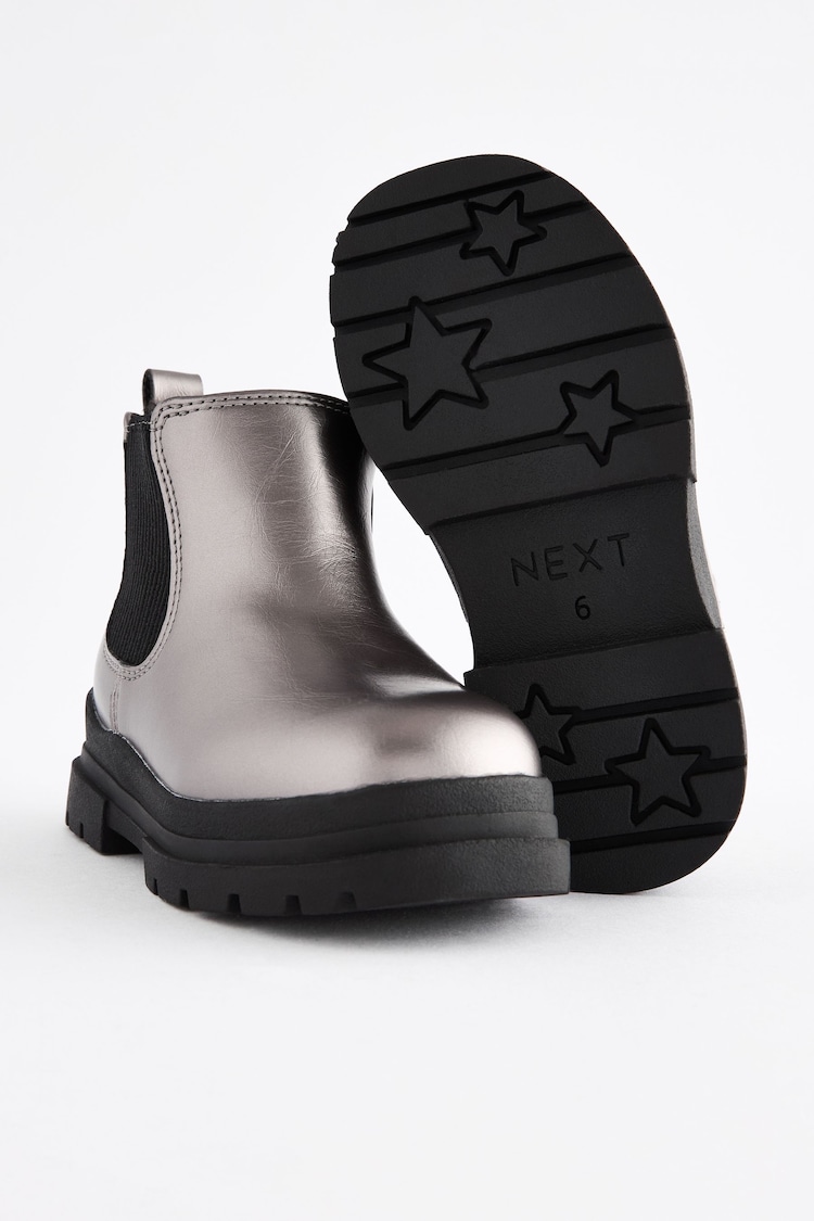 Pewter Grey Metallic Chelsea Chunky Boots - Image 5 of 5