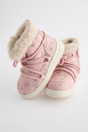 Pink Floral Quilted Snow Boots - Image 3 of 6