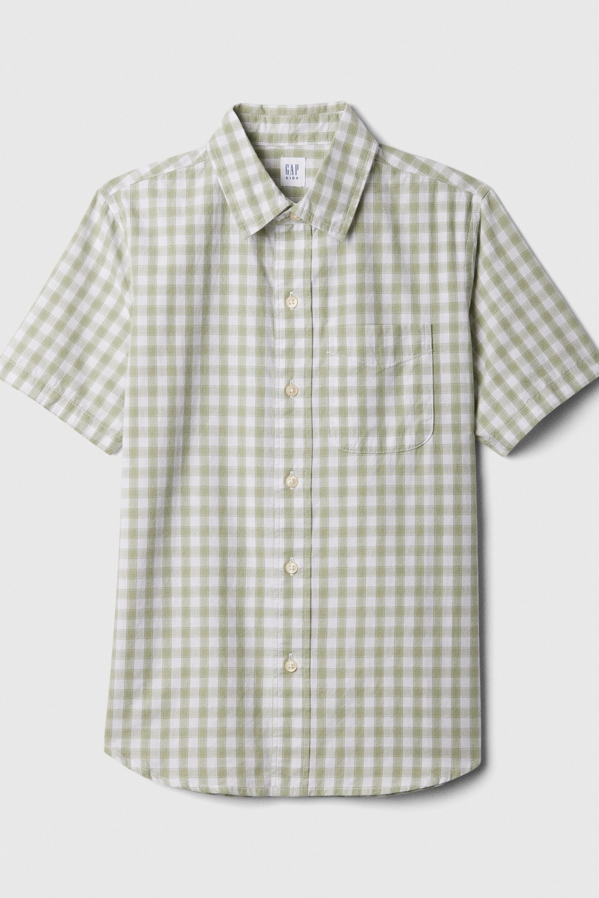 Gap Green/White Check Poplin Shirt (4-13yrs) - Image 1 of 1
