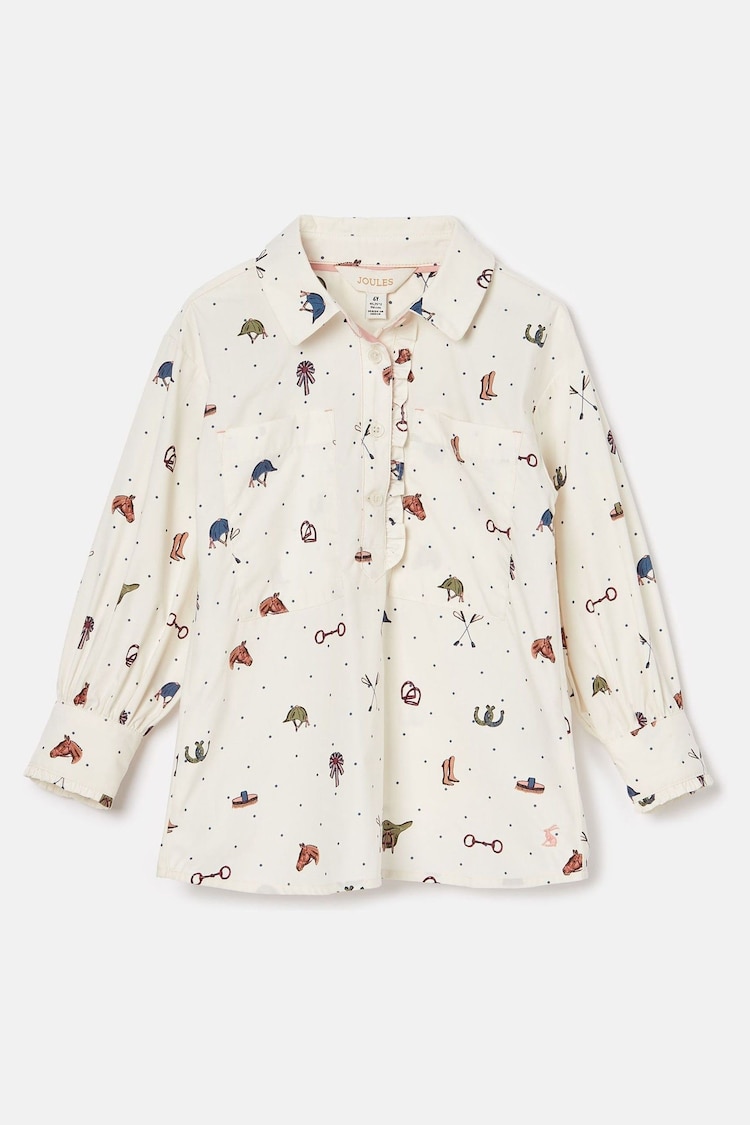 Joules Liliana Cream Print Pop Over Blouse - Image 1 of 4