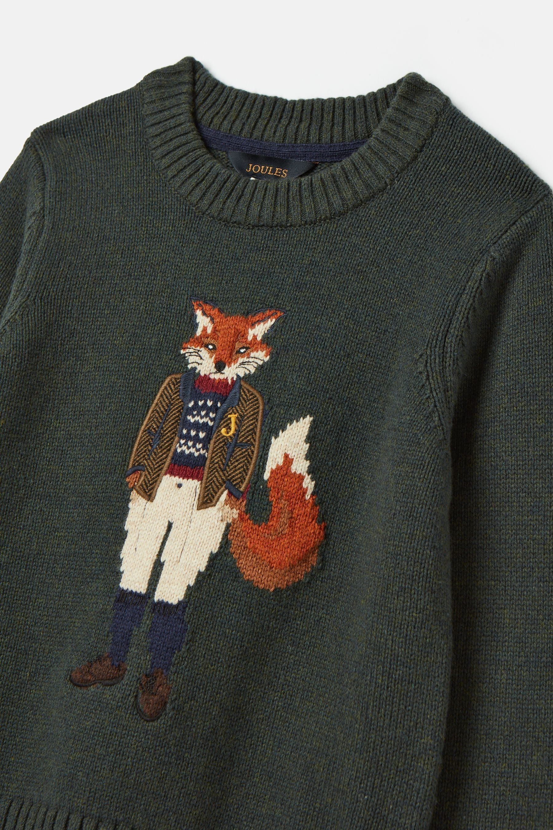 Buy Joules Kids Jonty Green Intarsia Fox Artwork Jumper from Next Netherlands