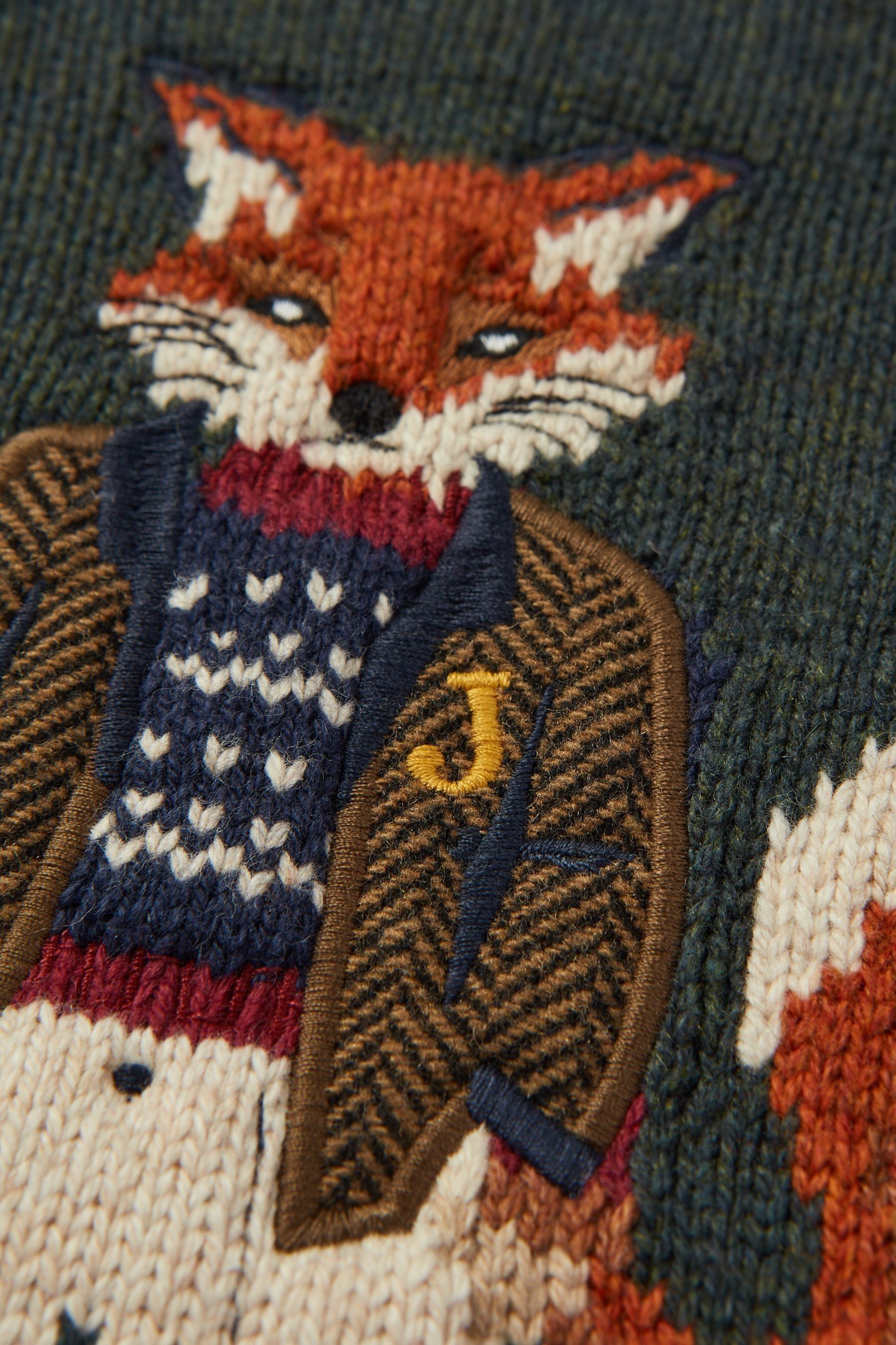 Buy Joules Kids Jonty Green Intarsia Fox Artwork Jumper from the Next UK online shop