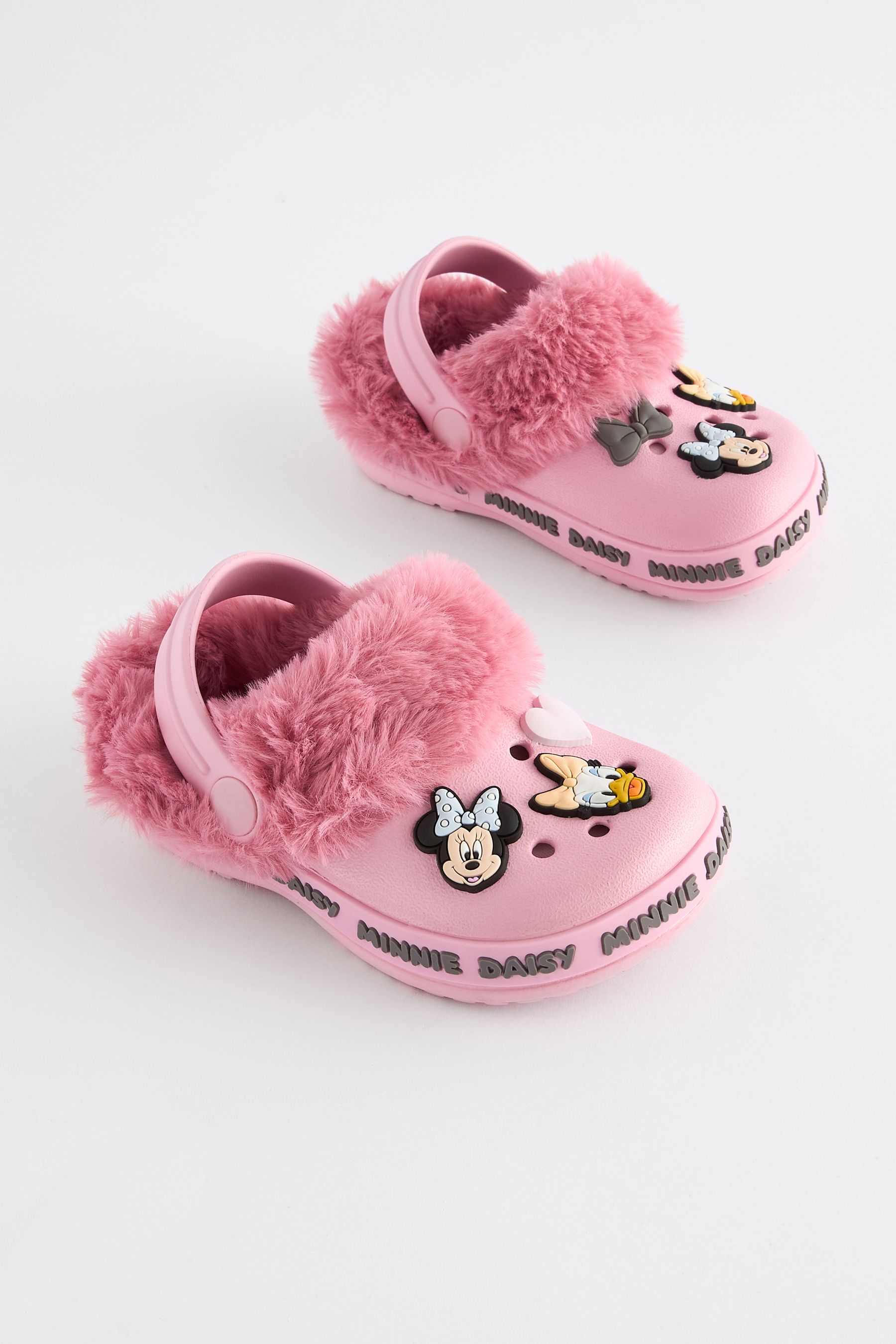 Buy Pink Minnie Mouse Faux Fur Lined Clog Slippers from the Next UK online shop