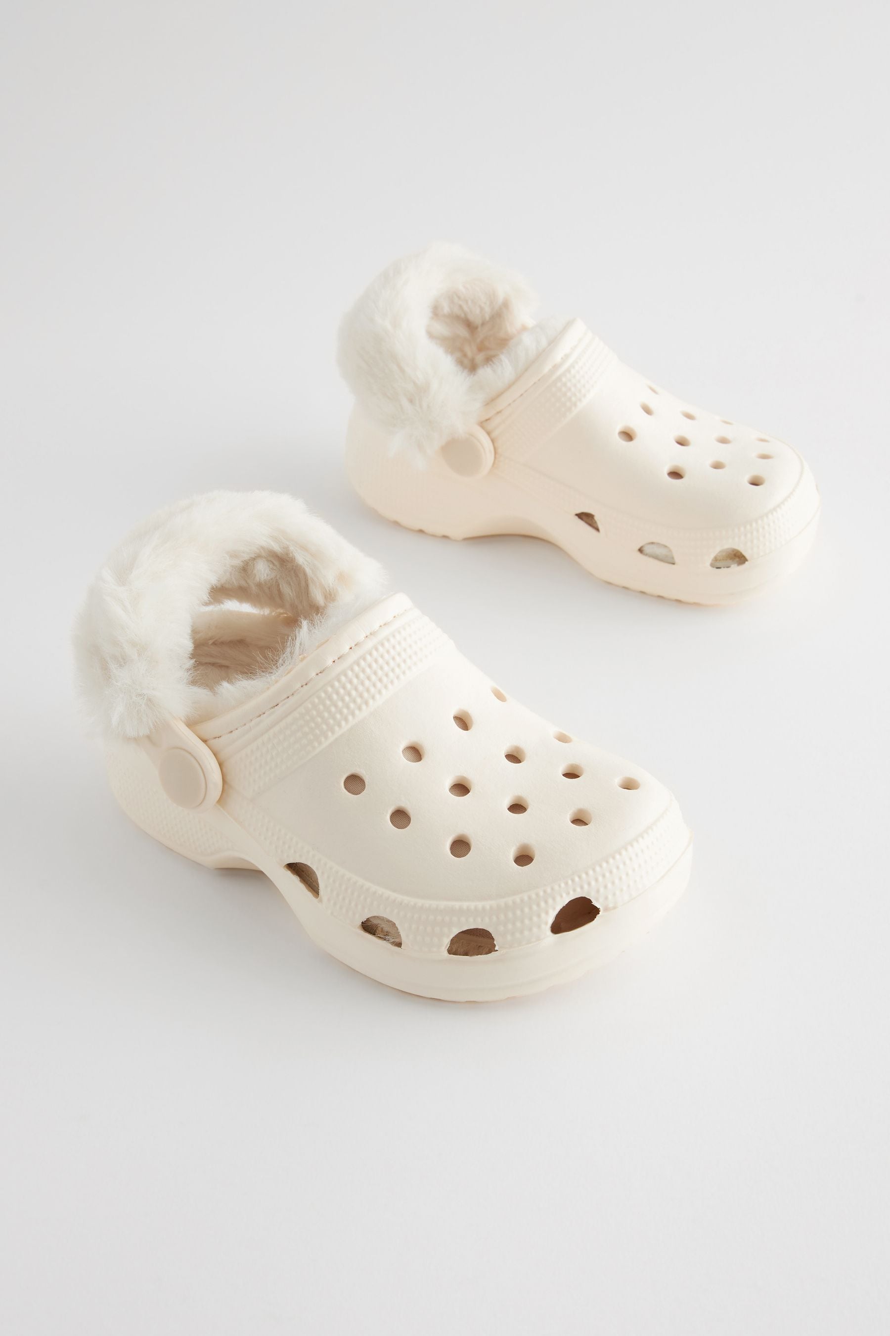 Crocs white with fur hot sale
