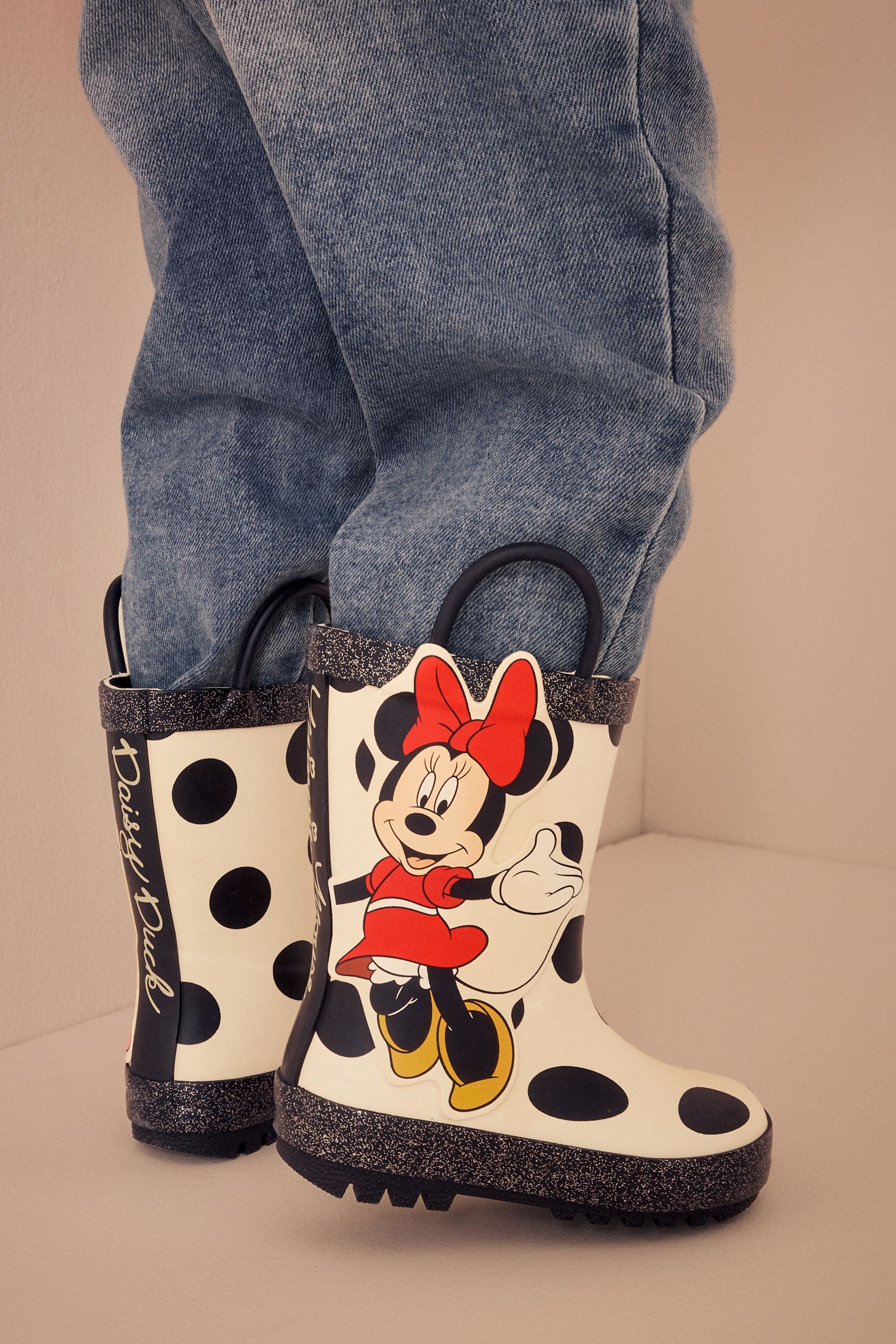 Buy Black White Minnie Mouse Daisy Duck License Handle Wellies from the Next UK online shop