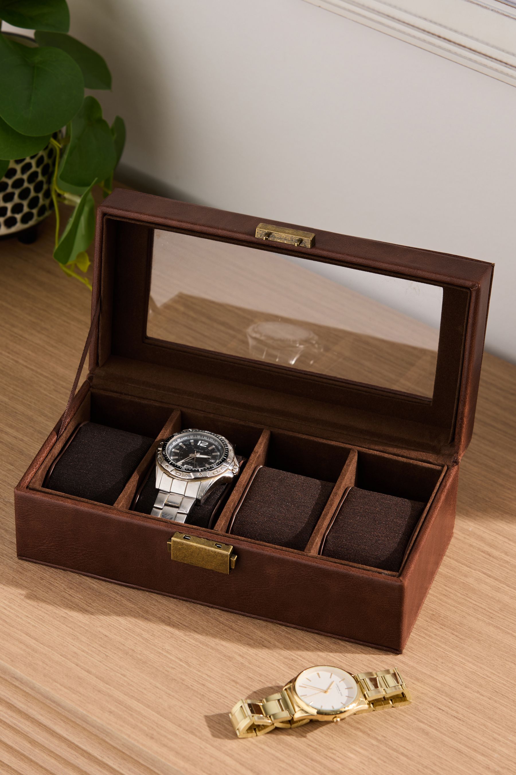 Buy 4 Piece Tan Brown Faux Leather Watch Box from the Next UK online shop
