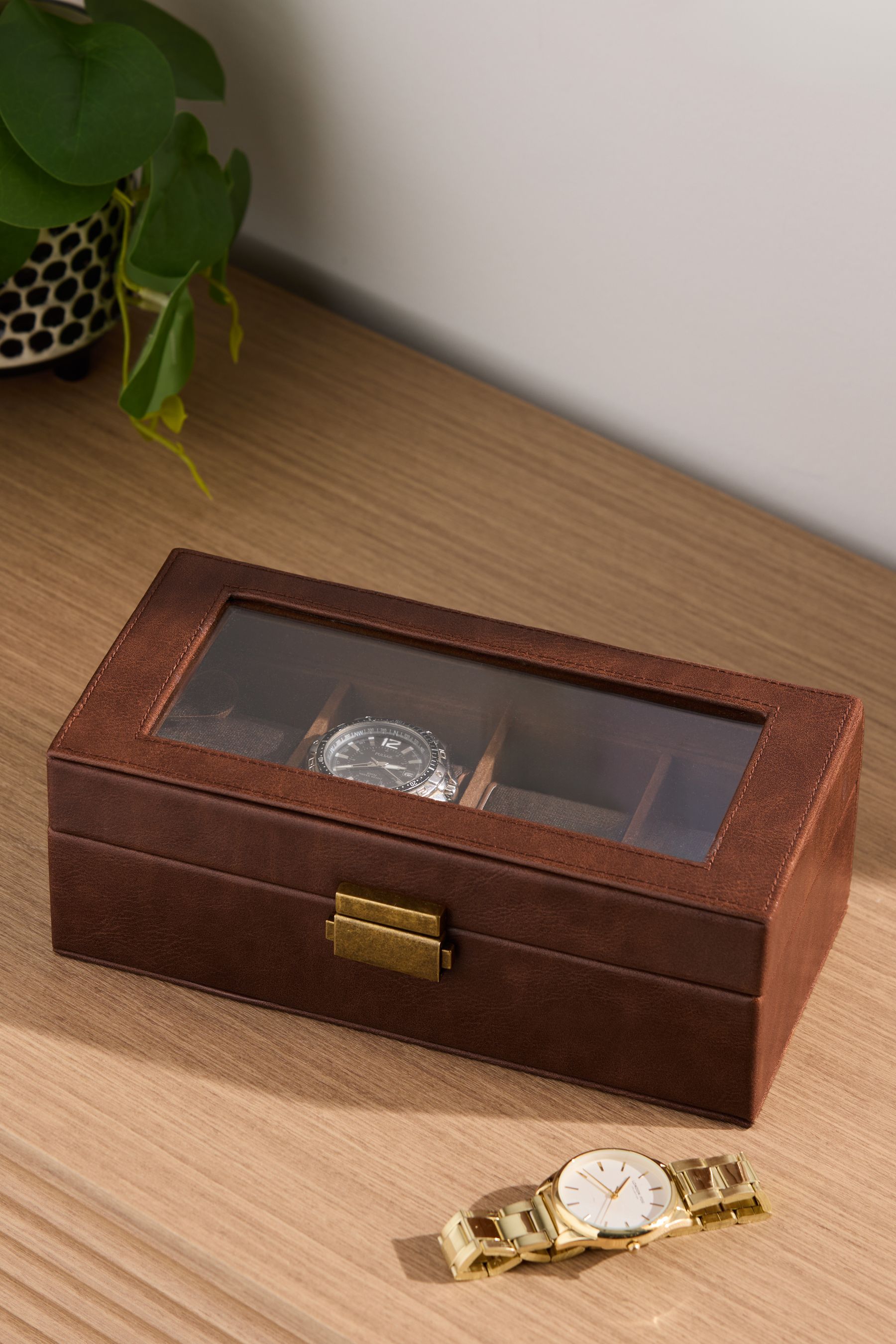 Buy 4 Piece Tan Brown Faux Leather Watch Box from the Next UK online shop