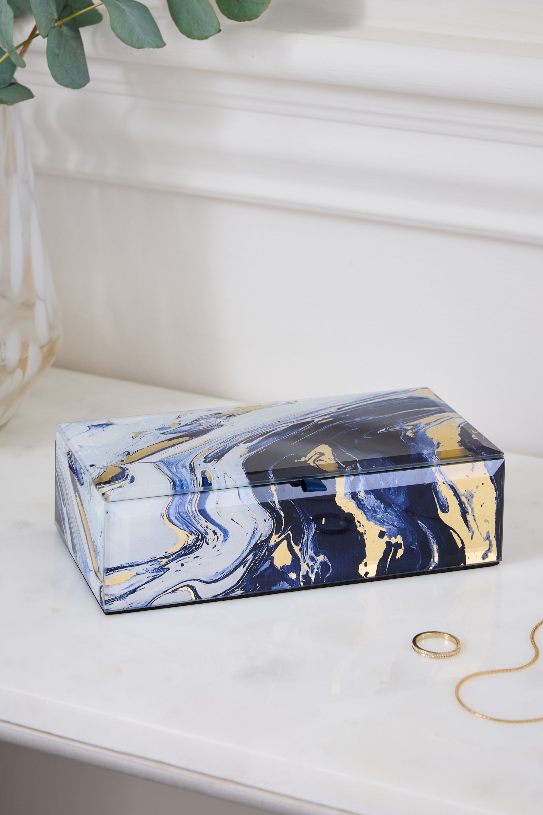 Buy Navy Marble Effect Glass Jewellery Box from the Next UK online shop