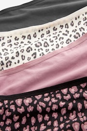 Black/Grey/Cream/Pink Printed High Rise High Leg Cotton and Lace Knickers 4 Pack - Image 6 of 6