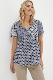 FatFace Blue Frankie Patchwork Geo Blouses - Image 1 of 5