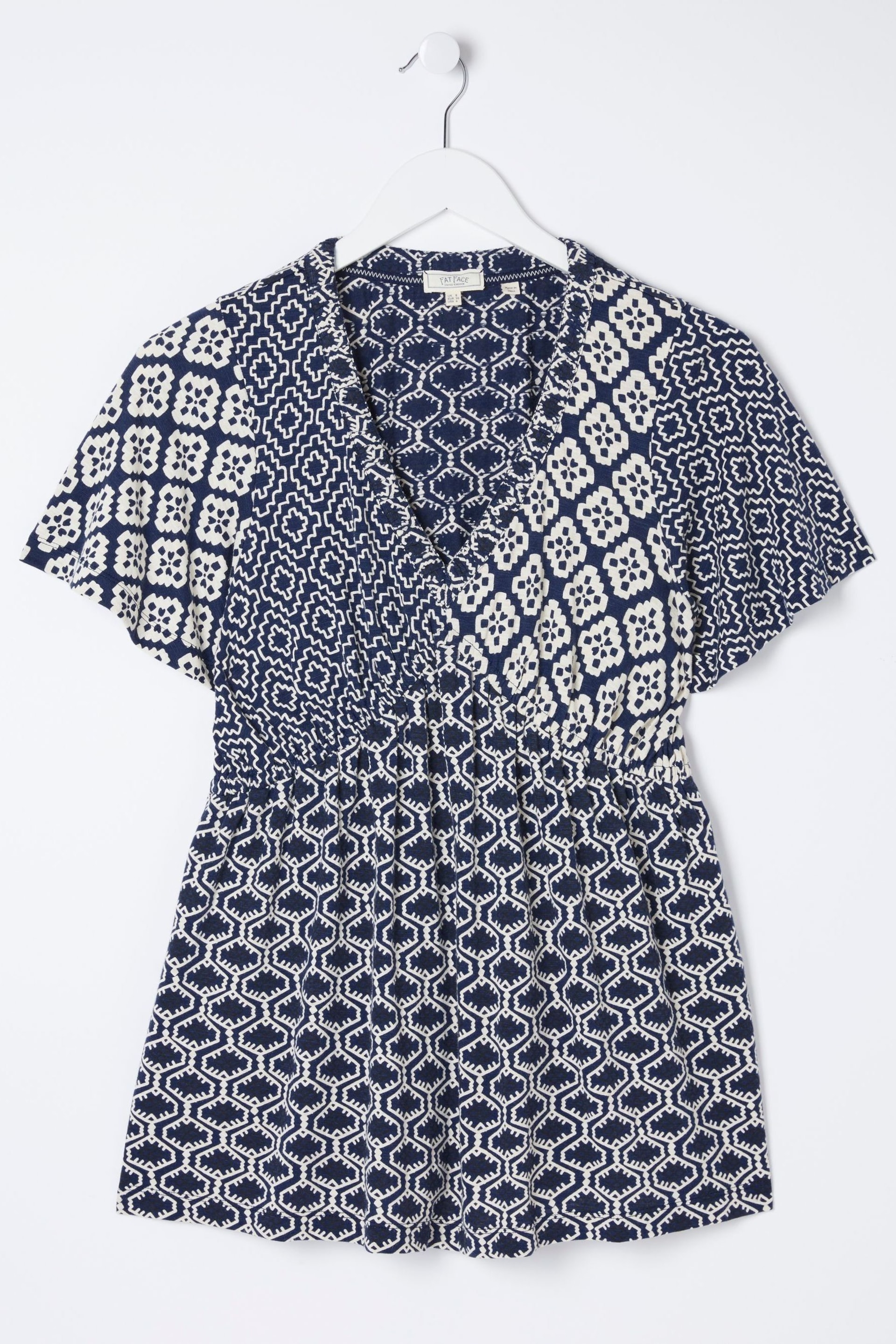 FatFace Blue Frankie Patchwork Geo Blouses - Image 4 of 5