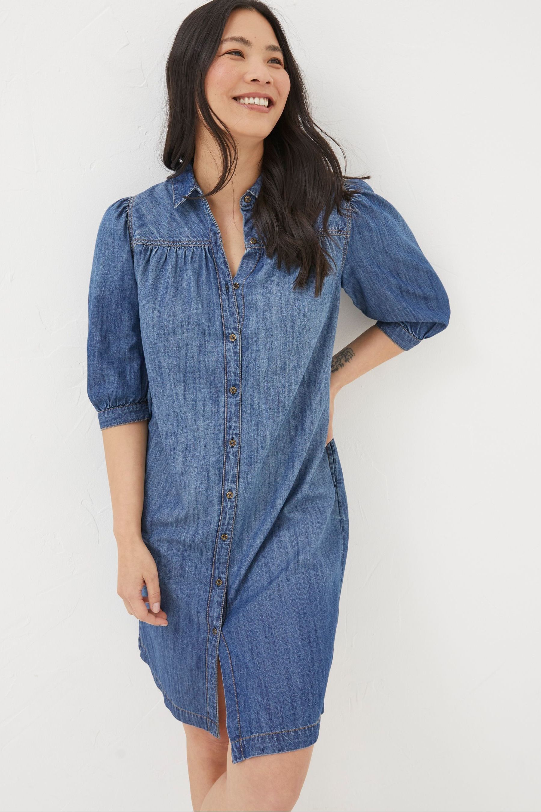 Buy FatFace Blue Clara Denim Dress from Next Luxembourg