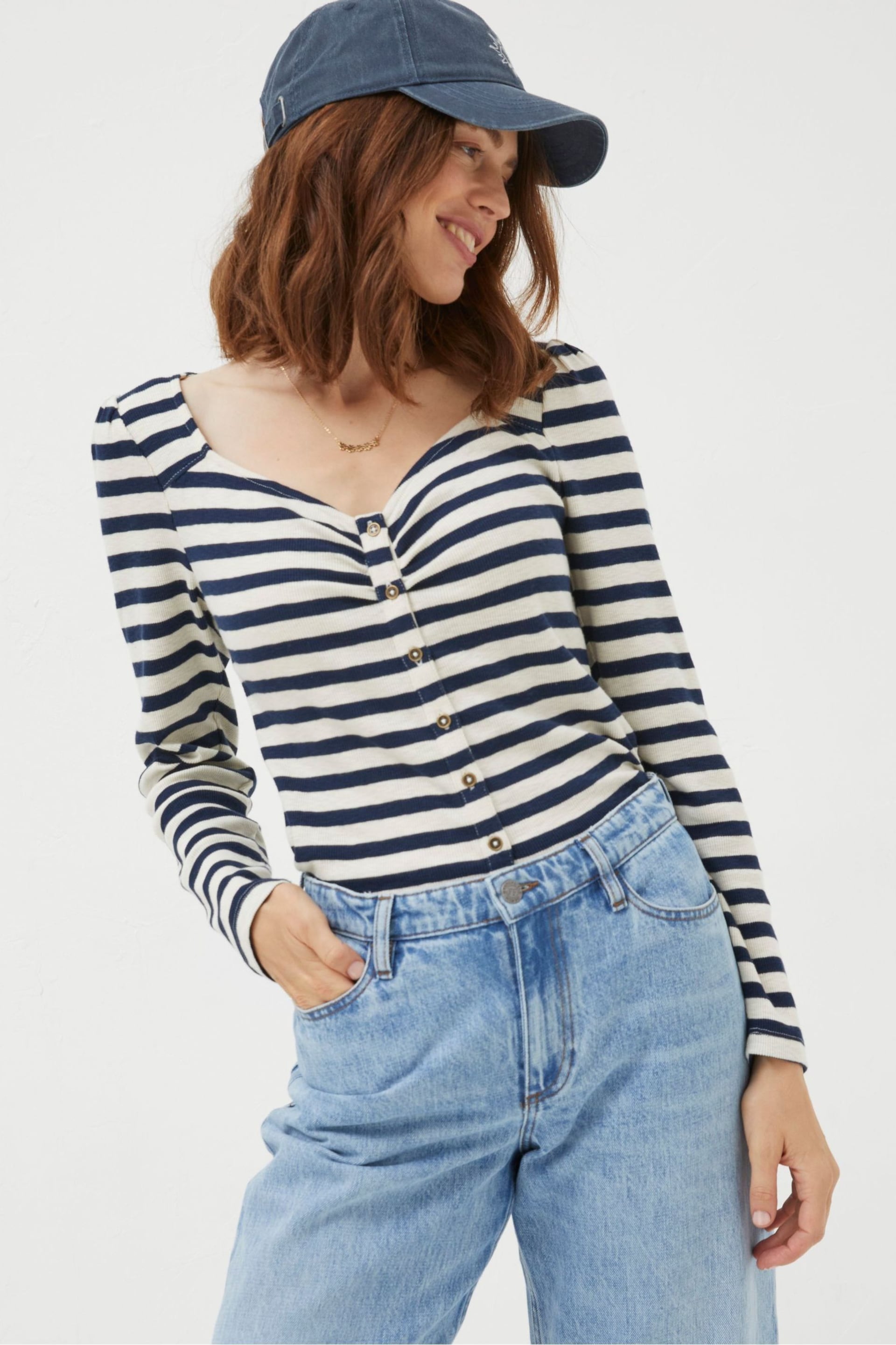 FatFace Blue Carly Stripe Top - Image 1 of 5