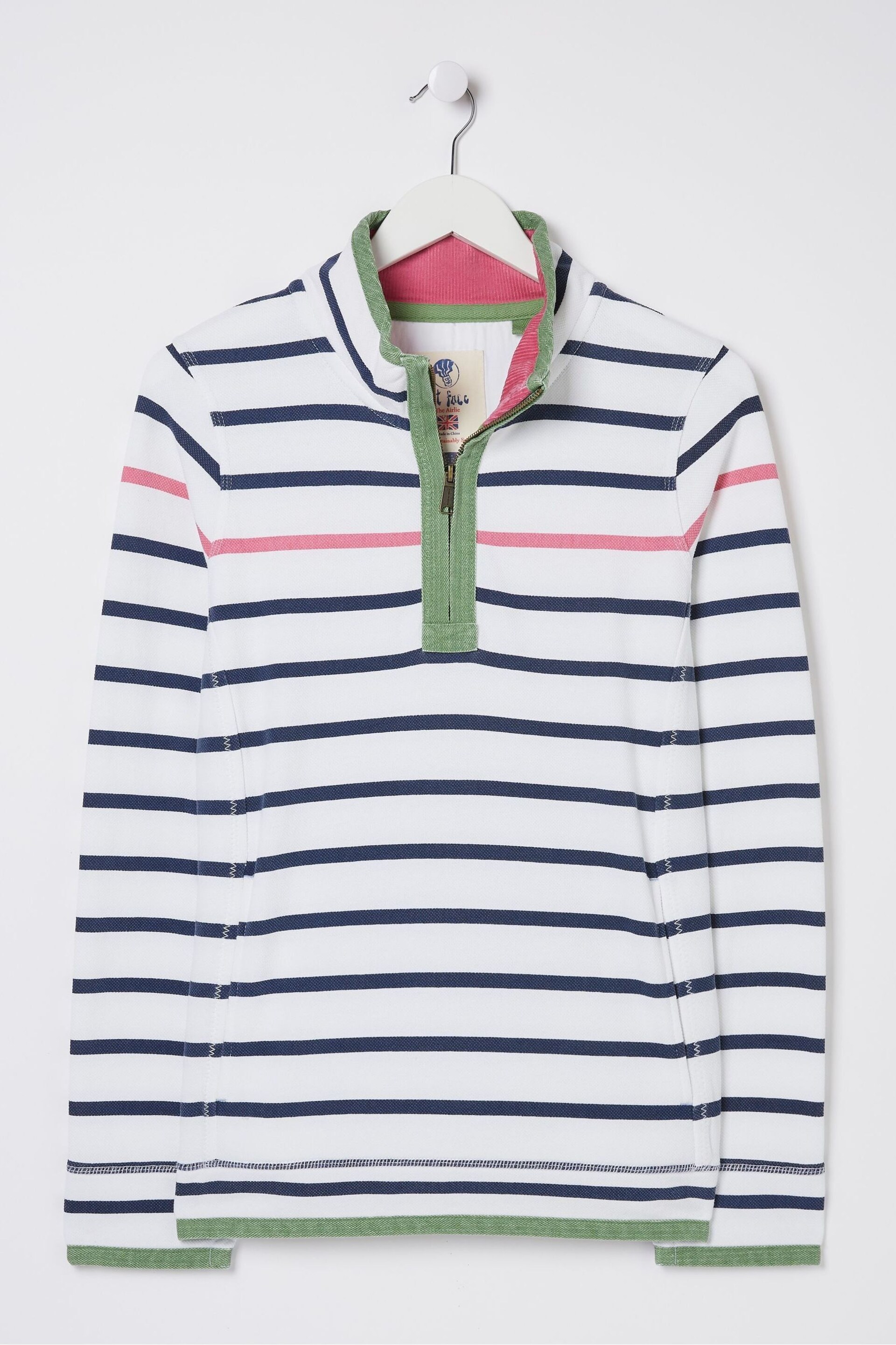 FatFace White Breton Stripe Sweatshirt - Image 6 of 6