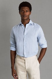 Reiss Light Blue Ruban Linen Button-Through Shirt - Image 1 of 6