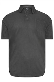 BadRhino Big & Tall Grey 100% Cotton Washed Jersey Polo Shirt - Image 3 of 4