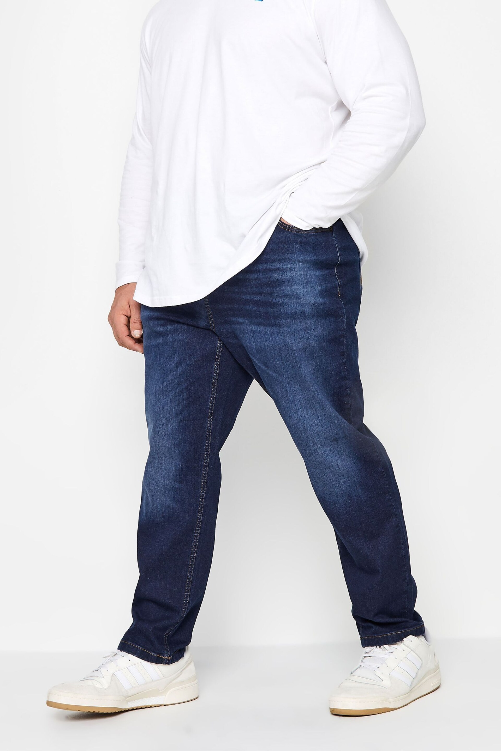 BadRhino Big & Tall Dark Blue Washed Denim Jeans - Image 1 of 4