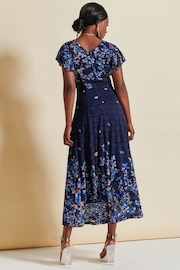 Jolie Moi Blue Mirrored Print Lace Maxi Dress - Image 3 of 7