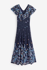 Jolie Moi Blue Mirrored Print Lace Maxi Dress - Image 7 of 7