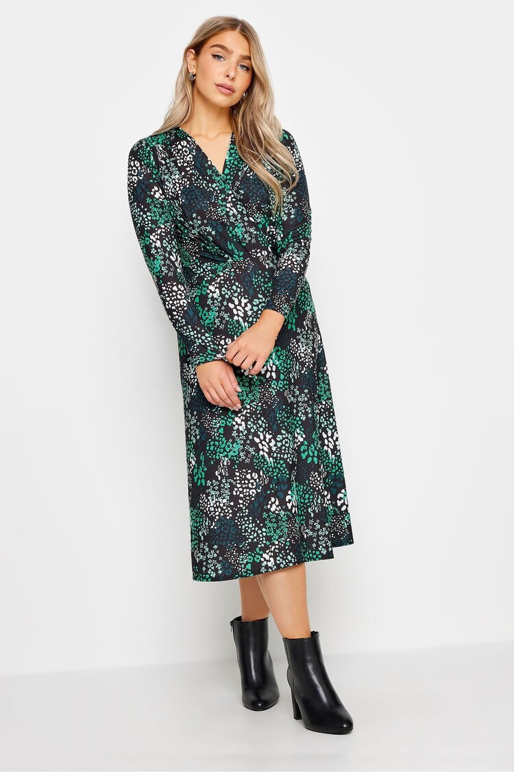 M&Co Green Long Sleeve Wrap Dress - Image 1 of 4