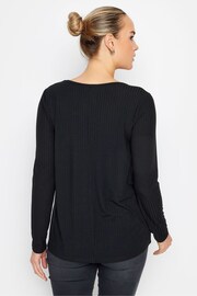 Long Tall Sally Black Scoop Long Sleeve Button Top - Image 2 of 5
