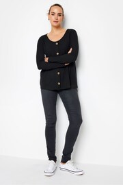 Long Tall Sally Black Scoop Long Sleeve Button Top - Image 3 of 5
