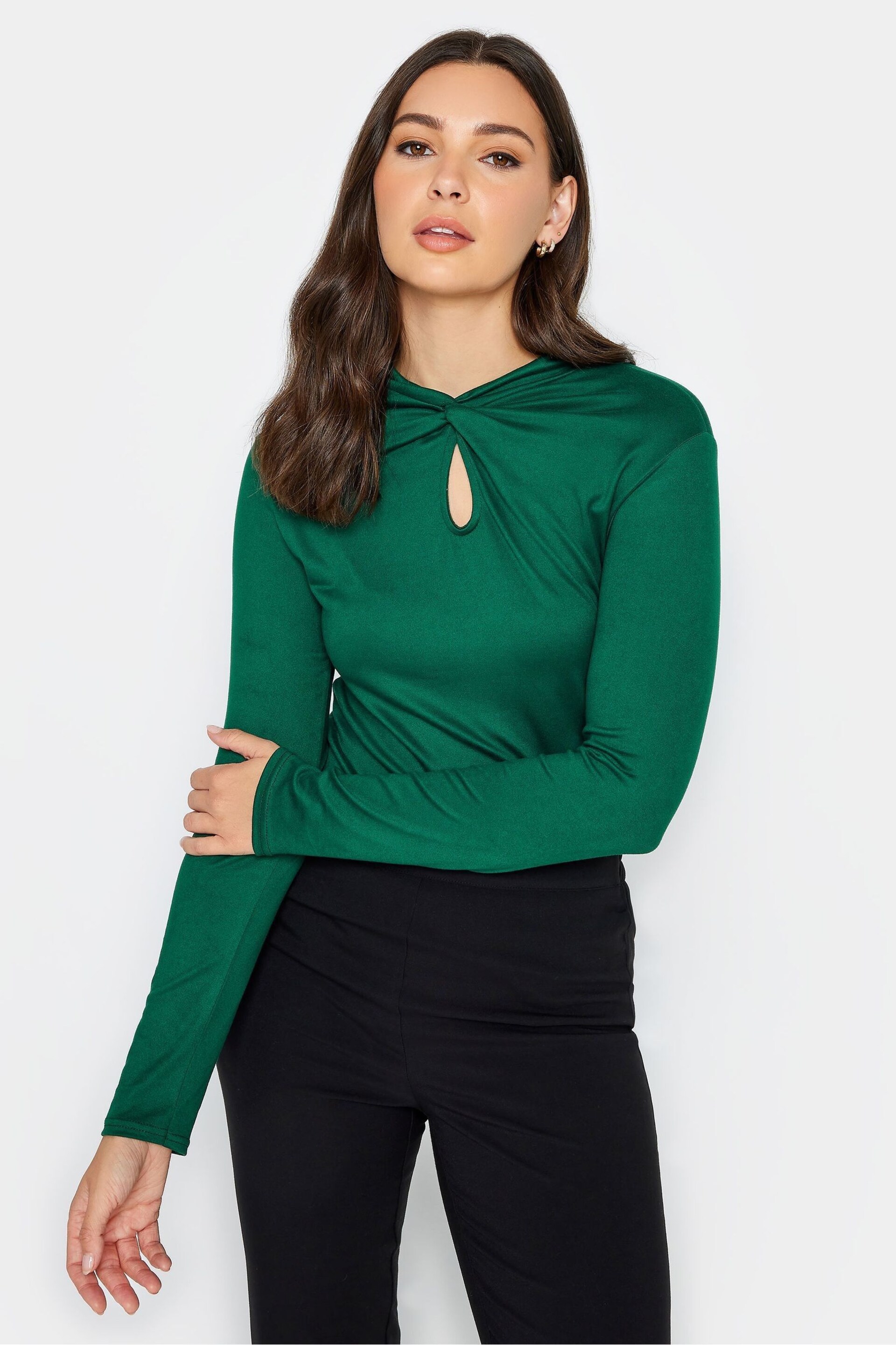 Long Tall Sally Green Twist Front Keyhole Top - Image 1 of 4