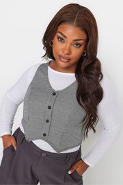 Yours Curve Grey Limited Button Front Waistcoat - Image 1 of 5