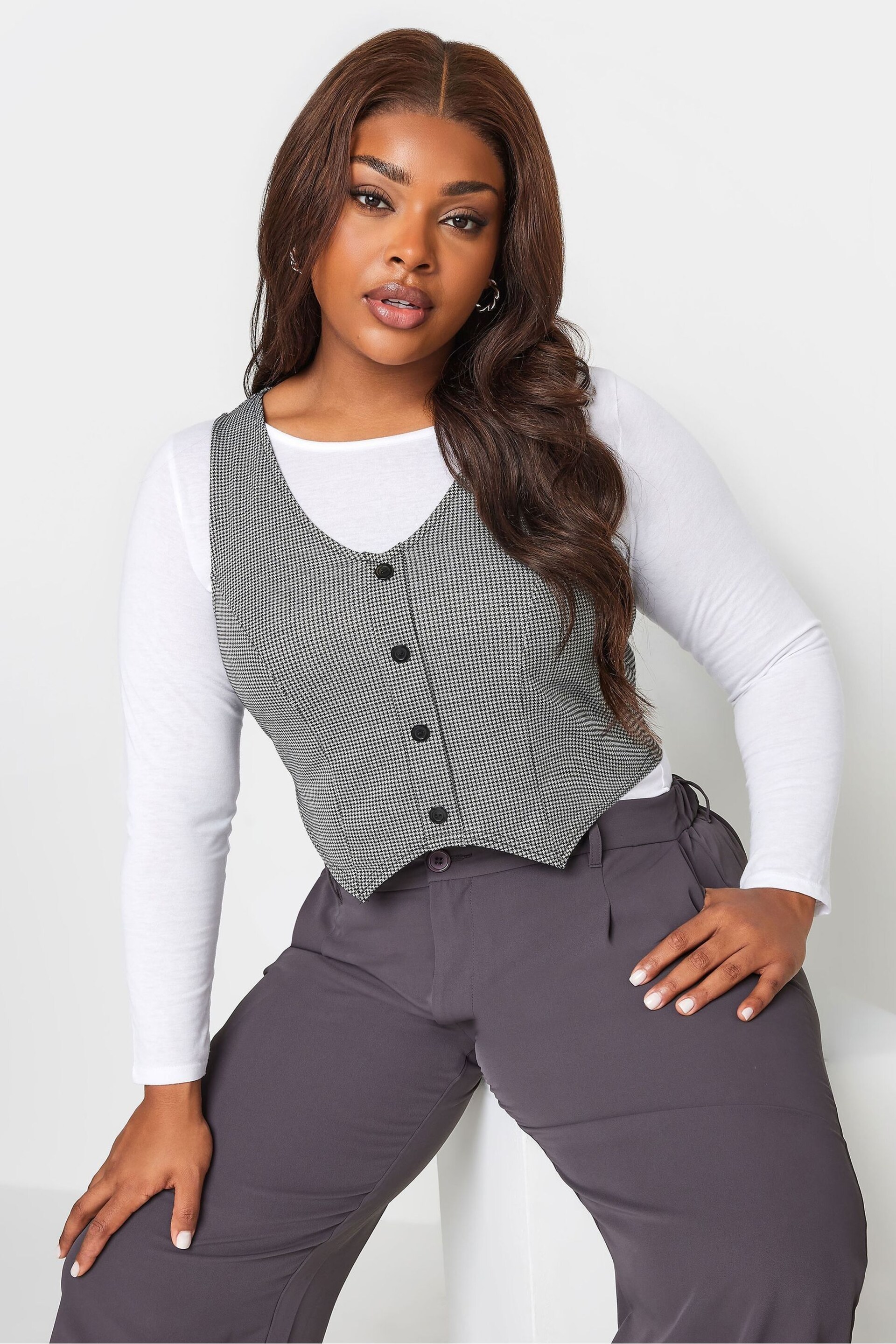 Yours Curve Grey Limited Button Front Waistcoat - Image 3 of 5