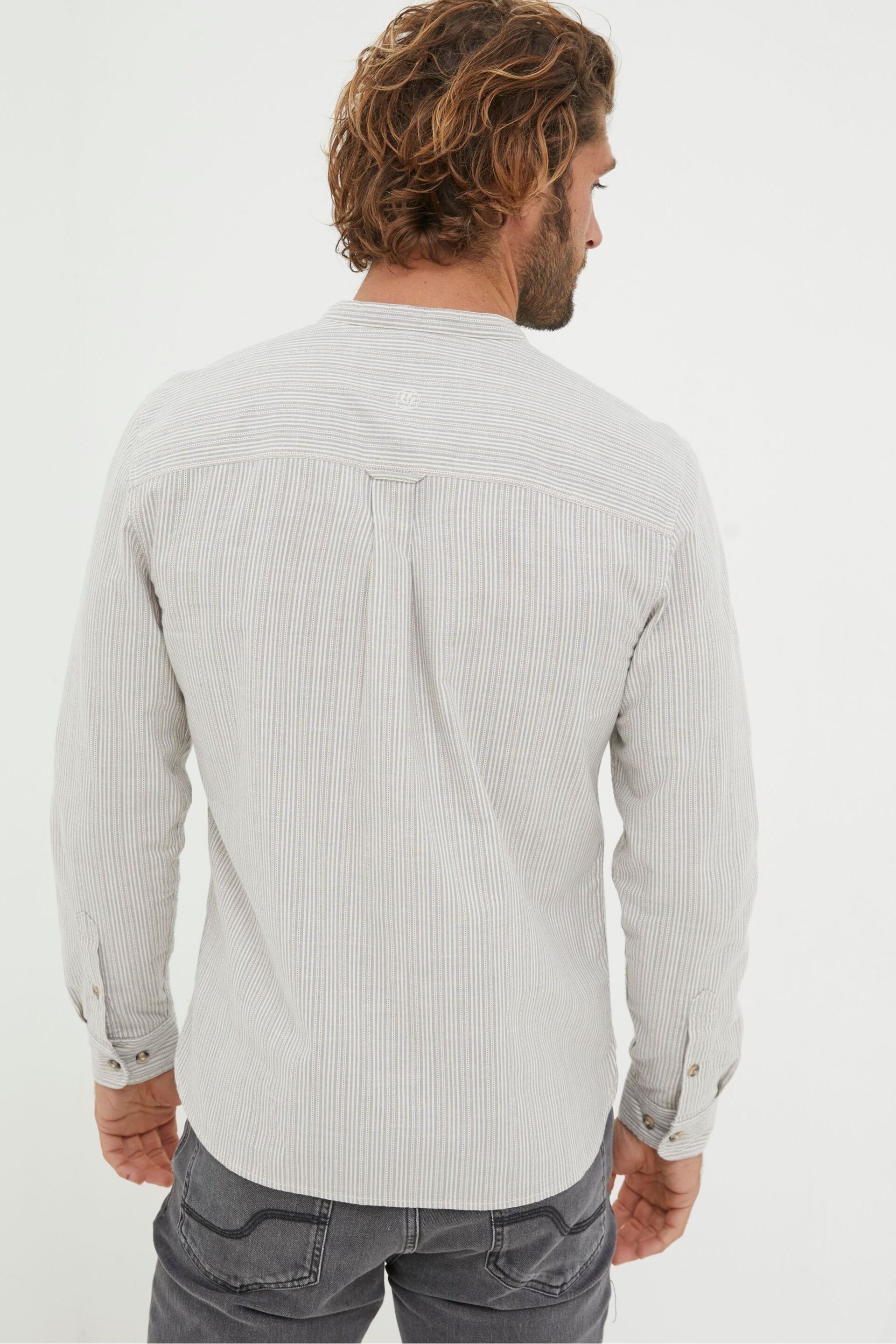 FatFace Natural Stripe Grandad Shirt - Image 2 of 5
